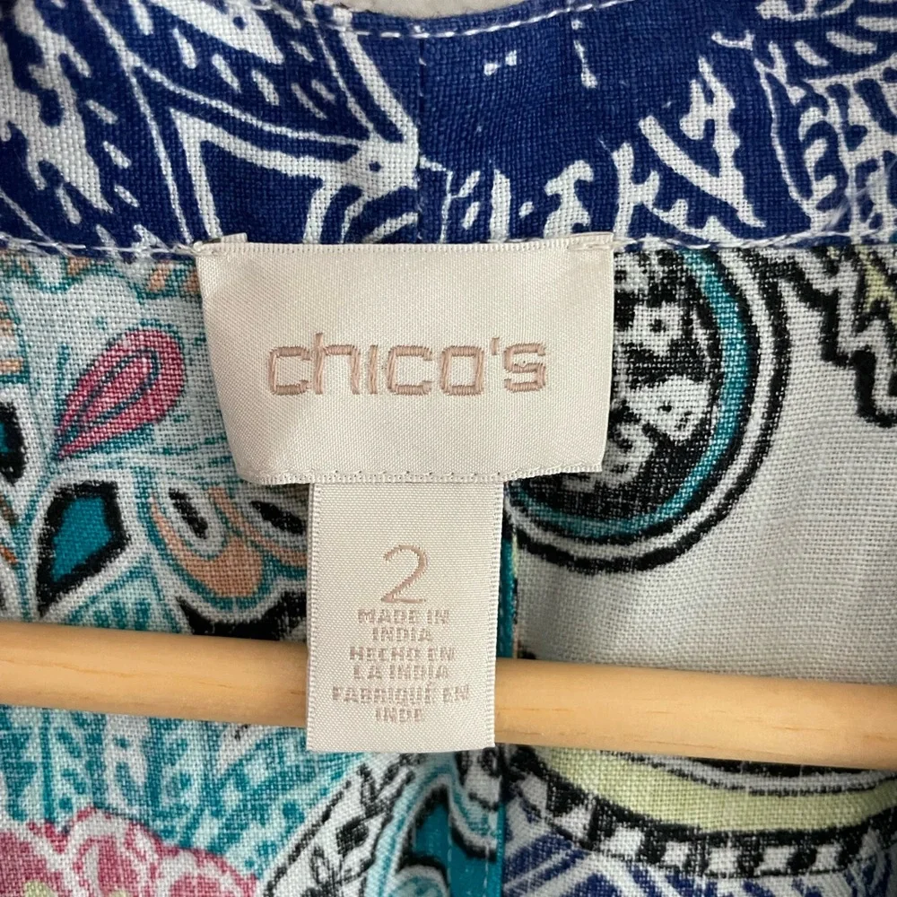 Chicos Vibrant Paisley Open Front Cardigan - Picture 4 of 5